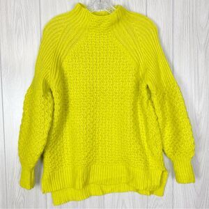 Anthropologie | Neon Chartreuse Bia Mock Neck Alpaca Blend Tunic Sweater